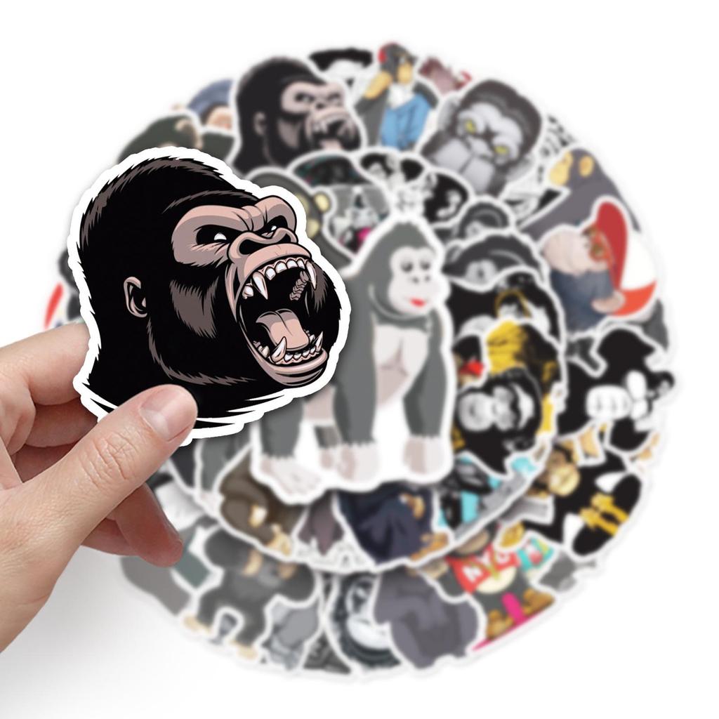 Gorilla Animal Sticker Pack: 50 Creative Stickers for Skateboards, Luggage, Laptops, Cars, & Motorcycles