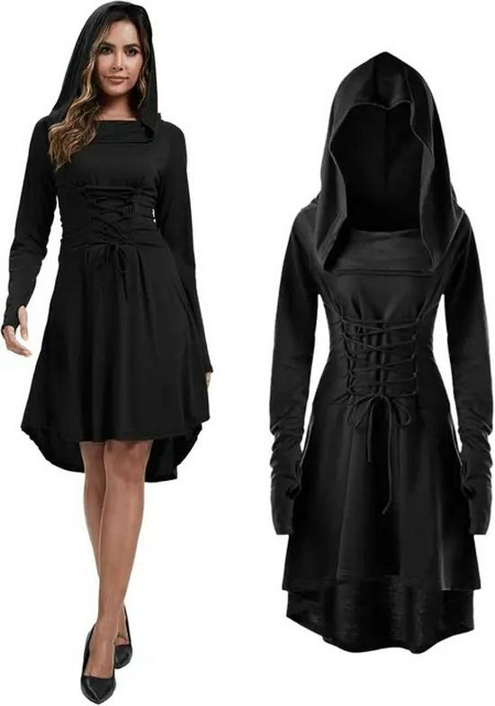 Women's Medieval Lace Hooded Renaissance Dress