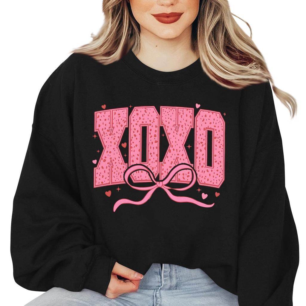 Damenmode Langarm Lockerer Valentinstag Bedrucktes Rundhals-Sweatshirt