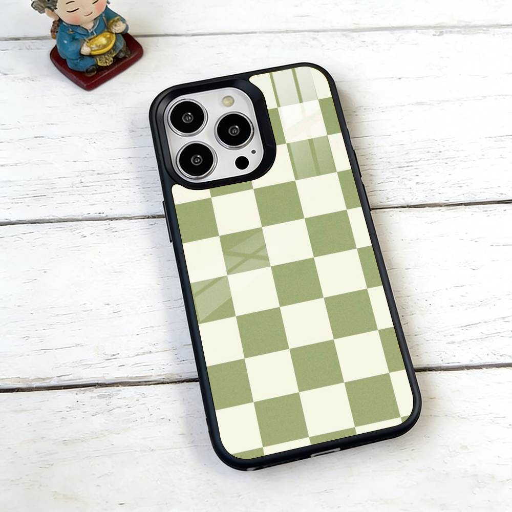 Green & Orange Check Phone Case For iPhone17,16,15,14,13,12,11 Plus,Pro Magnetic with Magsafe Wireless Charging