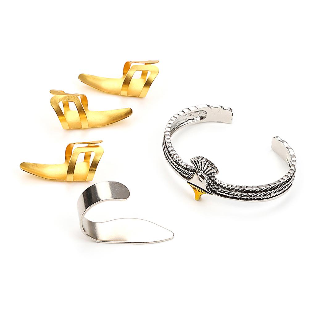1 Plectru de deget mare și 3 Plectre de deget pentru chitară, Kituri, Plectre metalice pentru unghii, Designuri deschise pentru Ukulele, Chitară, Bas, Piese pentru începători
