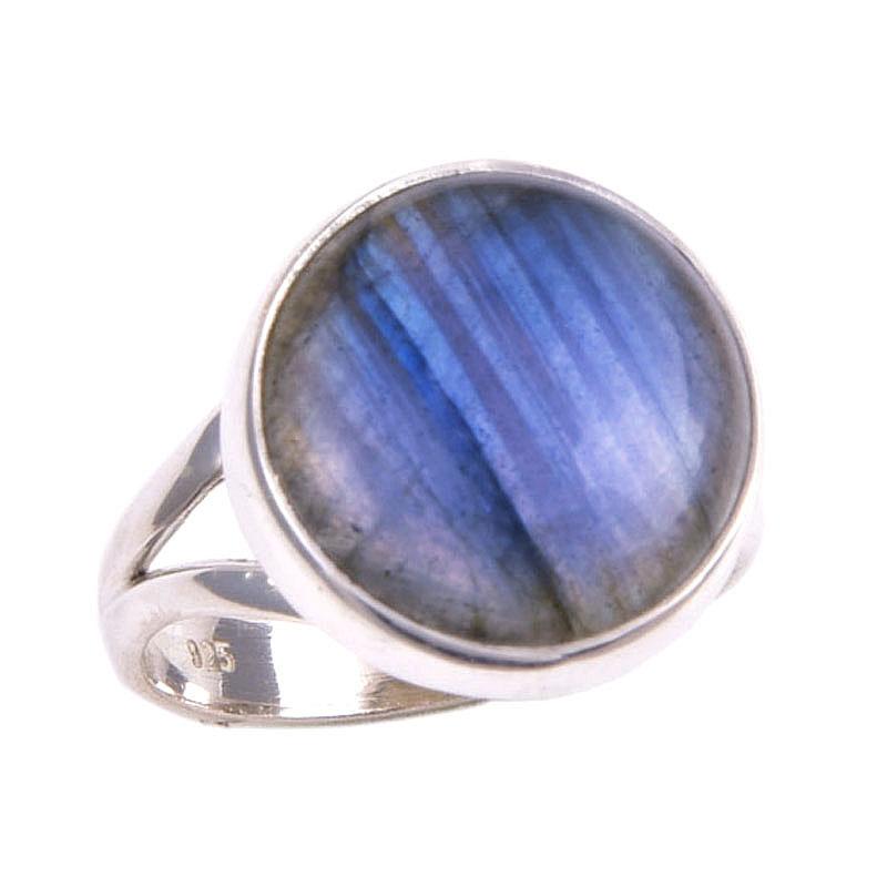 Natural Labradorite Gemstone 925 Solid Sterling Silver Jewelry Ring Size 6 D9u19