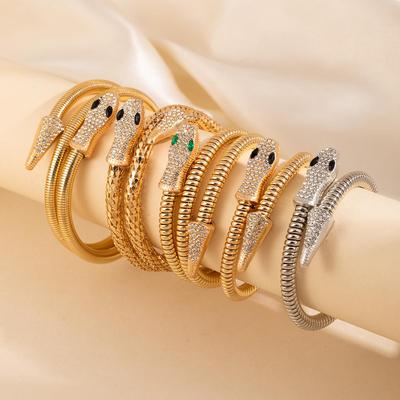 Unique Retro Snake Coil Bracelet with Rhinestones