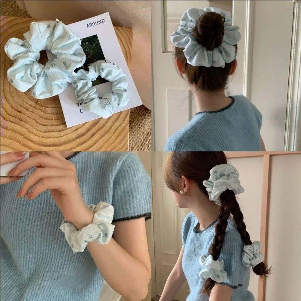 

High Elasticity Blue Bow Hair Ties Handmade Hair Accessories Kawaii Ponytail Holder Large