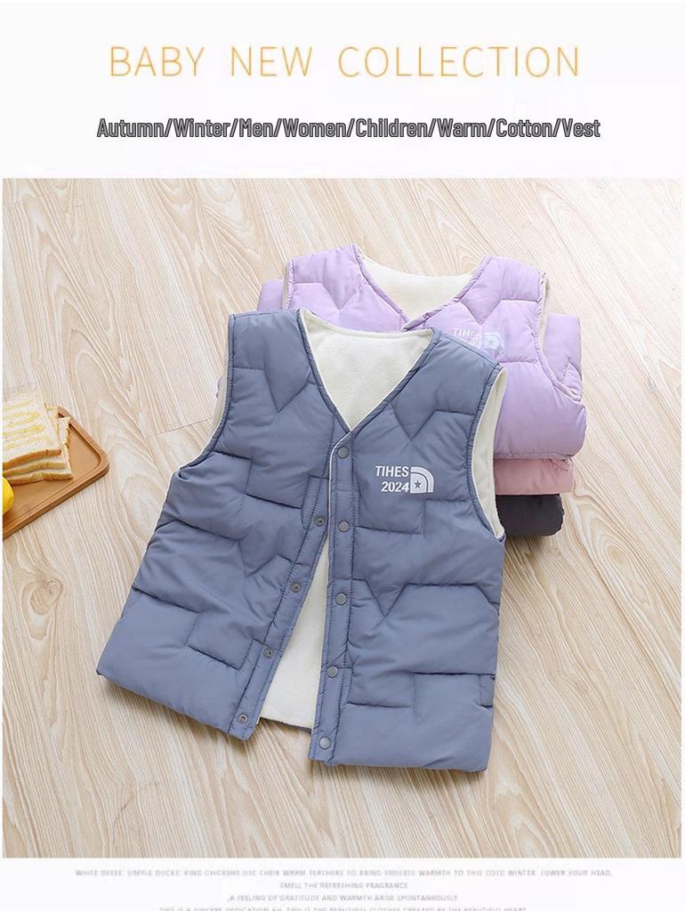 Korean Style Fleece-Lined Cotton Vest for Toddlers – Boys and Girls (Small To Large) Warm Autumn/Winter Clothing