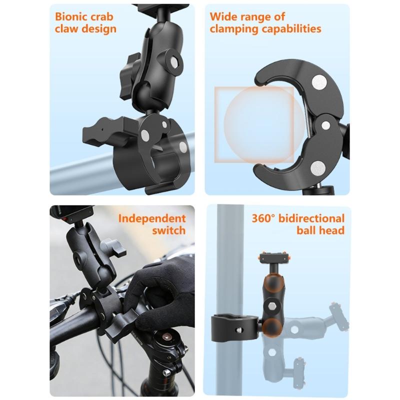 Magnetic Quick Release Mount For Action Cameras With 360 Degree Double Ball Heads And AntiSlip Clamp