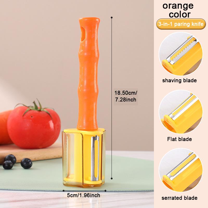 Household Kitchen Three In One Storage Fruit Peeler Stainless Steel Scraper Vegetable Fruit Scraper Kitchen Tool Accessories New