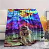 1Pc Astronaut Print Flannel Blanket, High Quality Comfortable for All Seasons, Home Decor, Warmth and Comfort, Perfect for Christmas Gifts