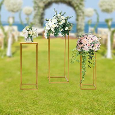 NYTT 3 ST Rektangulär Kolonn Blomsterställ, Växtställ, Metallbord Mittpunktsdekor, Cylinderbas för Vardagsrum och Uteplats