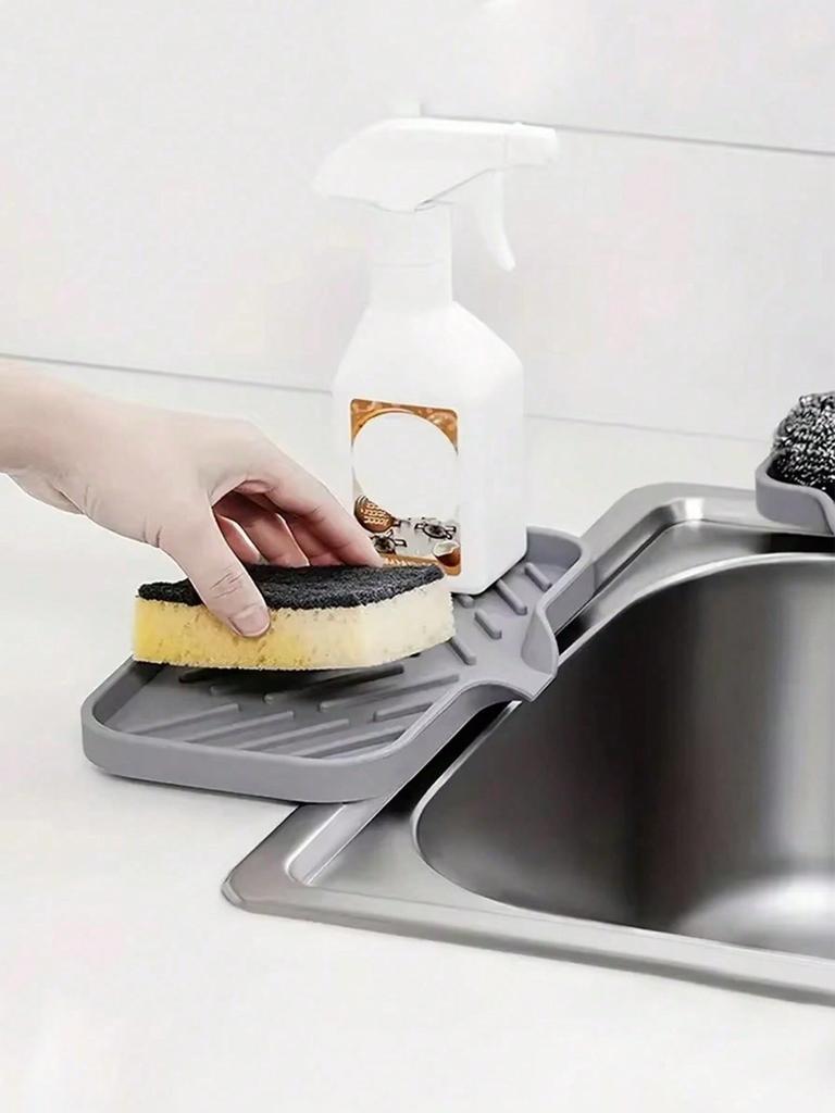 1pc Soap Dish With Drainage - Anti-Splash, Non-Slip Countertop Mat For Kitchen & Bathroom Sinks,Non-Slip Kitchen Mats For Sink Side
