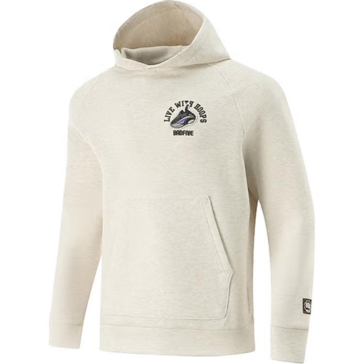 

Li Ning Anti-Five Series Hooded Sports Comfortable Casual Simple Letter Print Sweatshirt Men sweatshirt Flower-Gray Light-Khaki AWDV025-6 L