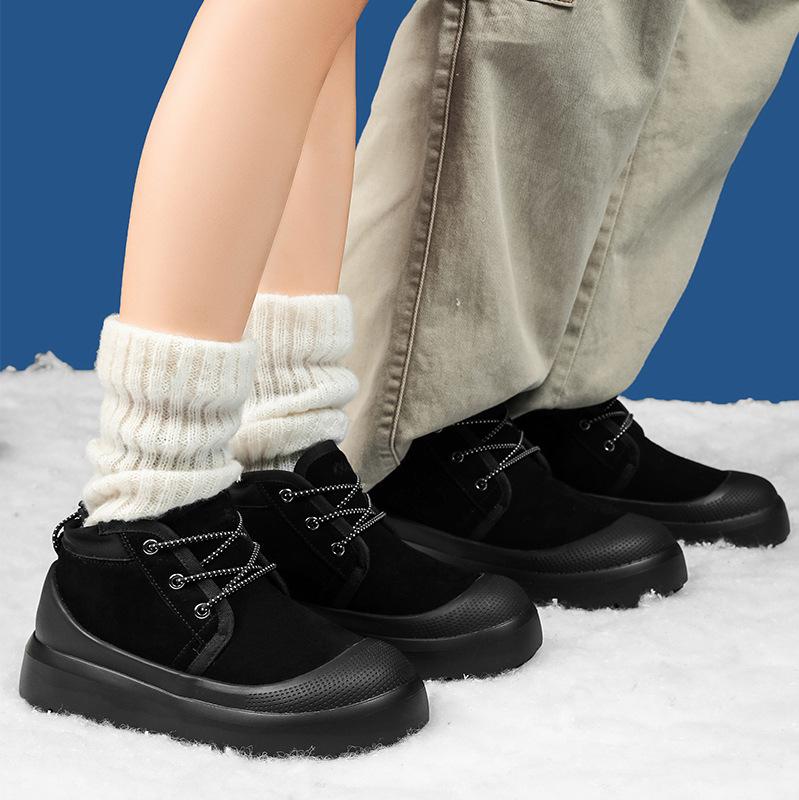 Stejné pro muže i ženy v zimě 2025, nové ležérní všestranné sametové teplé sněhule, větruodolné kotníkové boty a bavlněné boty proti mrazu.