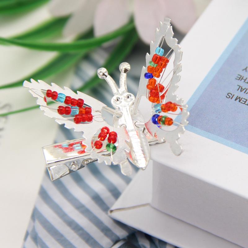 Flygende sommerfugl hårspenne, Sommerfugl rhinestone hårklemmer Elegant metall sideklemme, Bevegelig flygende sommerfugl skinnende hårklemmer