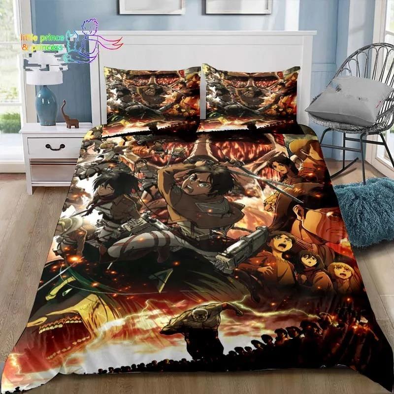 Anime Attack On Titan 3D Print Bedding Set Single Twin Full Queen King Size Bed Set Adult Kid Bedroom Bedding Gift