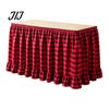 Conference Room Table Decoration 6Ft Gingham Skirt with Ruffled Edge, Checkered Teacher Desk Skirt, Pastoral Style Plaid Decor Hook And Loop Wrap for