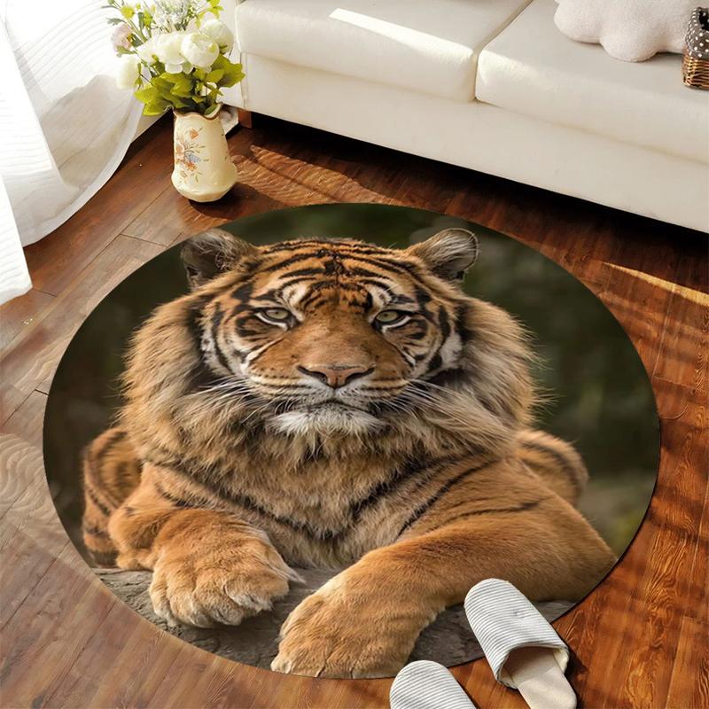 1Pc Tiger theme Circular Print Rug - home decoration Carpet For Living Room Bedroom Flooring Computer Chair Area Rug