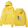 Attack on Titan Unisex Fleece Hoodie Front Japanese Text, Back Wings of Freedom Logo Autumn Winter Casual Pullover