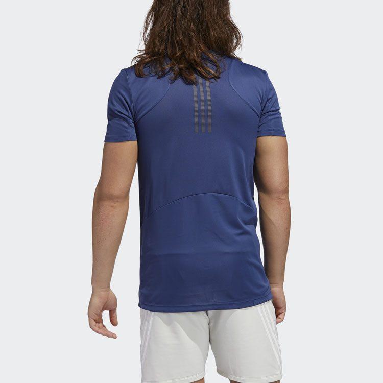 adidas T Shirts Men's Tech Indigo Crew Neck Moderate Straight Fit GL7299