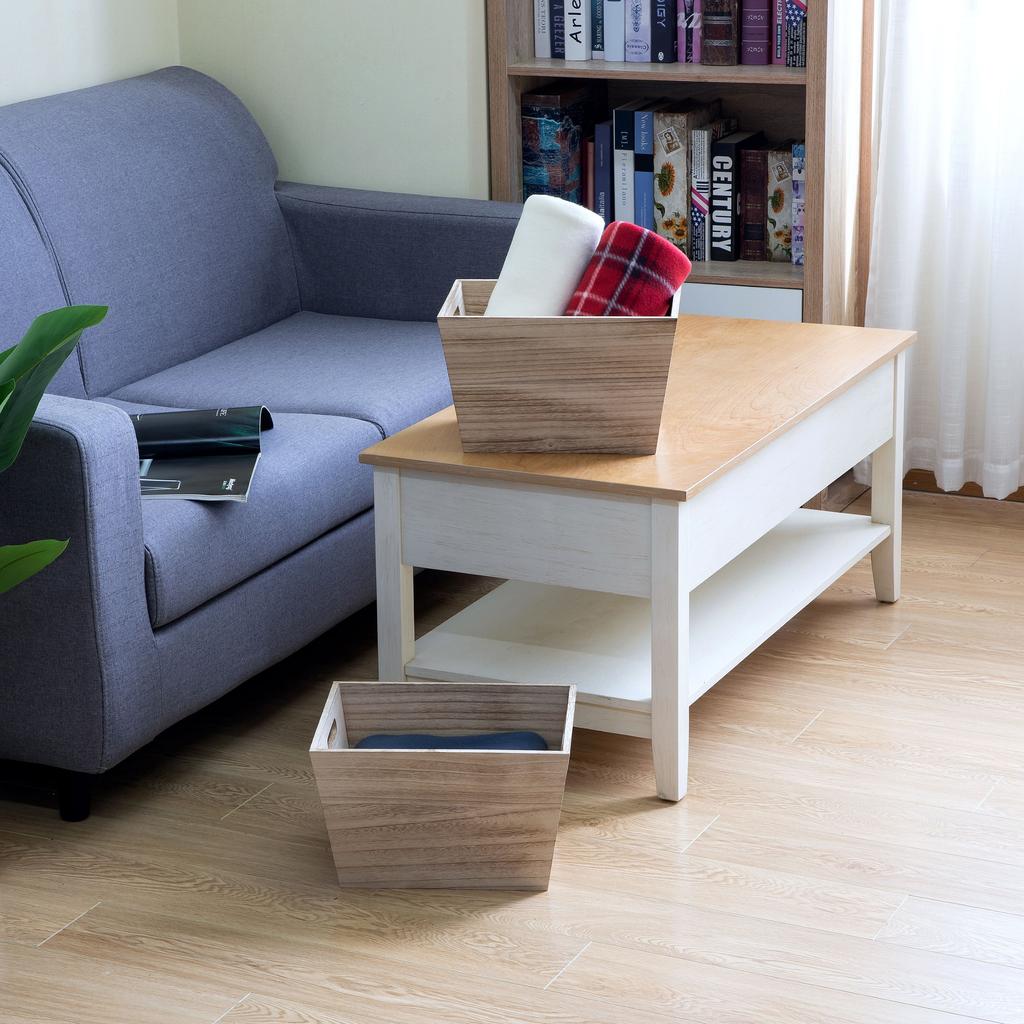 Mittelgroße Aufbewahrungsbox aus Naturholz, 2er-Pack