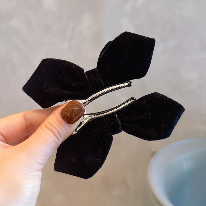 2pcs/set Double-Sided Bow Hair Clips with 3D Bunny Ears Baby Girl Duckbill Clips Cute Hairpins for Toddlers Hair Accessories