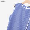 ZANZEA Women Sleeveless Vest Tops and Pants Casual Stripe Print Two Piece Suit Sets
