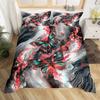 Black Marble Duvet Cover Set Teal Butterfly Comforter Cover,Red Marbling Bedding Sets Full,Abstract Ombre Ink Fluid Art Bed Set