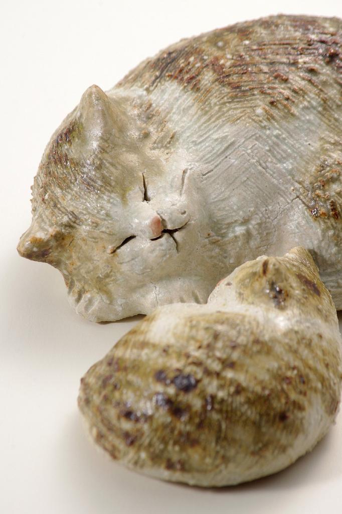 Shigaraki-Ware Hechimon-Keramik, Kosei-Ofen, Gute-Nacht-Katze, klein, 40-4075