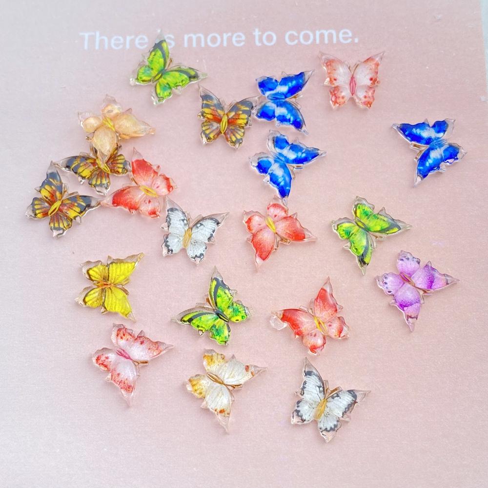 50Pcs New Cute Resin Small Sparkling Butterfly Flat Back Ornament Jewelry Making Manicure Hairwear  Accessories