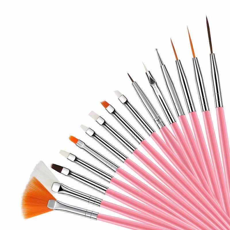 15pcs Dotting & Line Drawing Nail Art Brush Set Gel Polish Dot Pen Detailing Striper Brushes Manicure Decorating Kit Tools