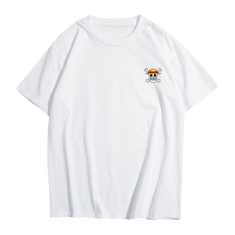 Společné tričko Japonská kreslená animace Potisk Krátký rukáv Pánské Letní Studentské Čistá bavlna Volné oblečení Ins