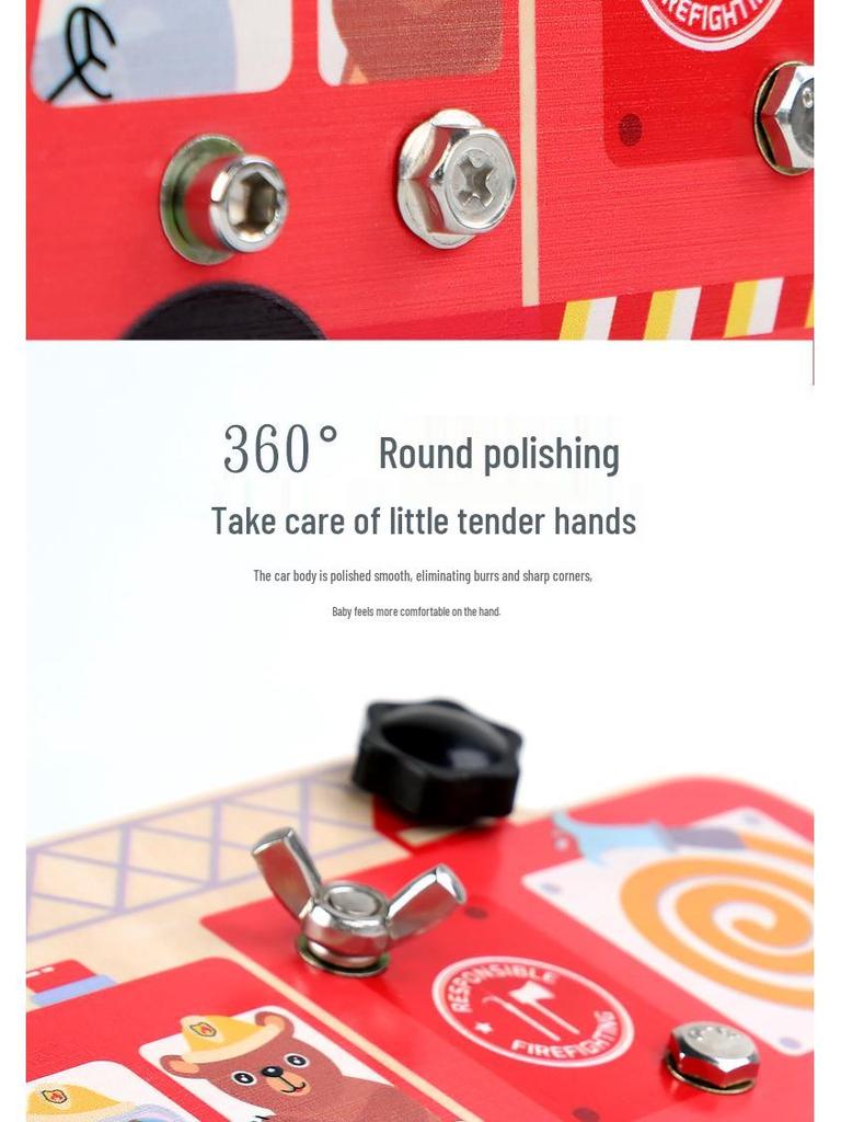 Wooden Montessori Fire Truck Toy for Children's Hand-Eye Coordination and Concentration Skills Development