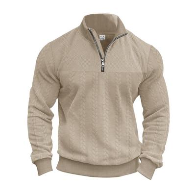 Men's Retro Casual Stand-up Collar Zipper Pullover Loose Knitted Autumn Long-sleeved Sweater
