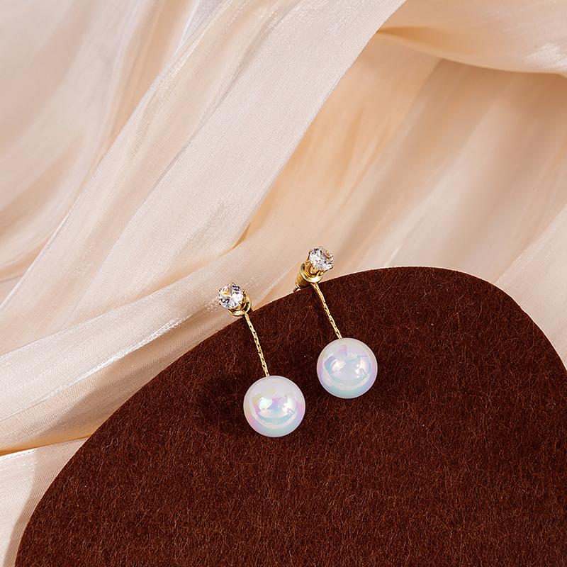 Light Luxury Simple Pearl Earrings Women'S Metal Smooth Pearl Geometric Star Love Ear Jewelry Of The Same Style