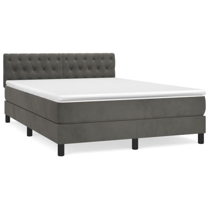 VidaXL Divan Bed and Mattress Dark Grey 140x190cm Velvet 3141480
