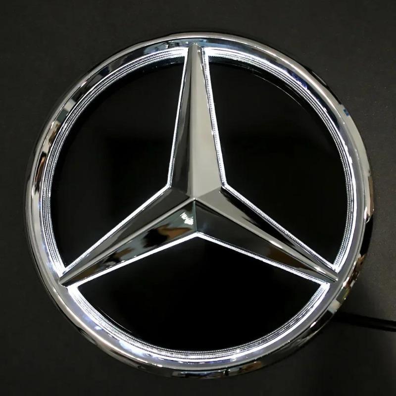 LED Mirror Black Border Silver Border Newest 3D Front Grill Star Logo For Mercedes Benz GLC X253 GLE W167 GLS X167 V W447 Emblem