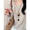 New Chinese Style Heart Pendant Beaded Necklace - Elegant Retro Long Sweater Chain for Women