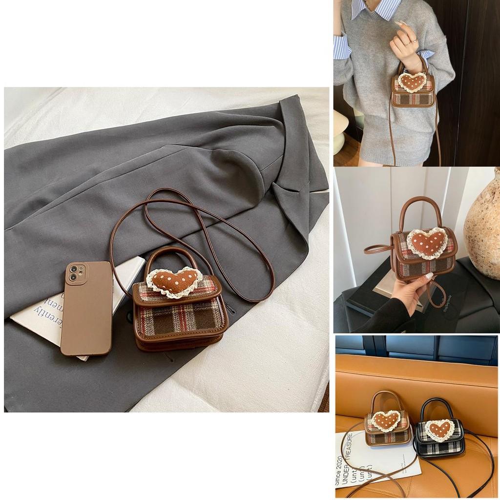 Cute Kids Girl Handbag Pu Material With Heart Lace Designer For Daily Use