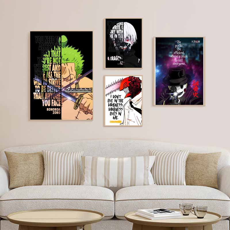 Vintage Inspirational Quote Poster Anime Finger Luffy Deku Posters White Paper Text Art Pictures Home Decor Bar Decoration Painting Interior Mural