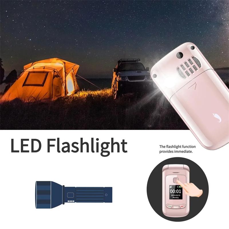 Dual Screen Small Senior Flip Phone Spped Dial Big Button Dual Screen Loud Speaker Two Sim Cards Clamshell Mobile SOS Dial Torch Button Phone