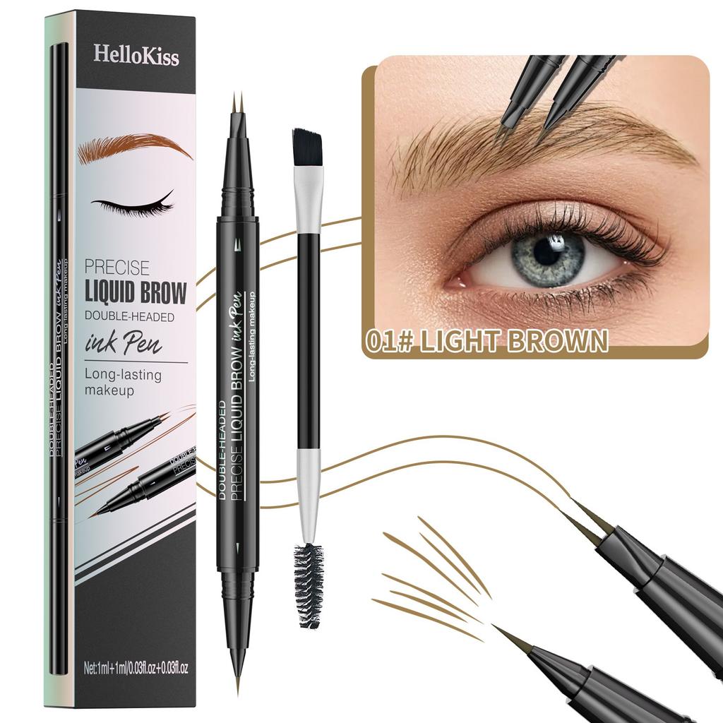 Natural and Smooth Wild Eyebrow Two-headed Eyebrow Pencil, Waterproof, Sweat-proof and Non-smudging Double-headed Eyebrow Pencil