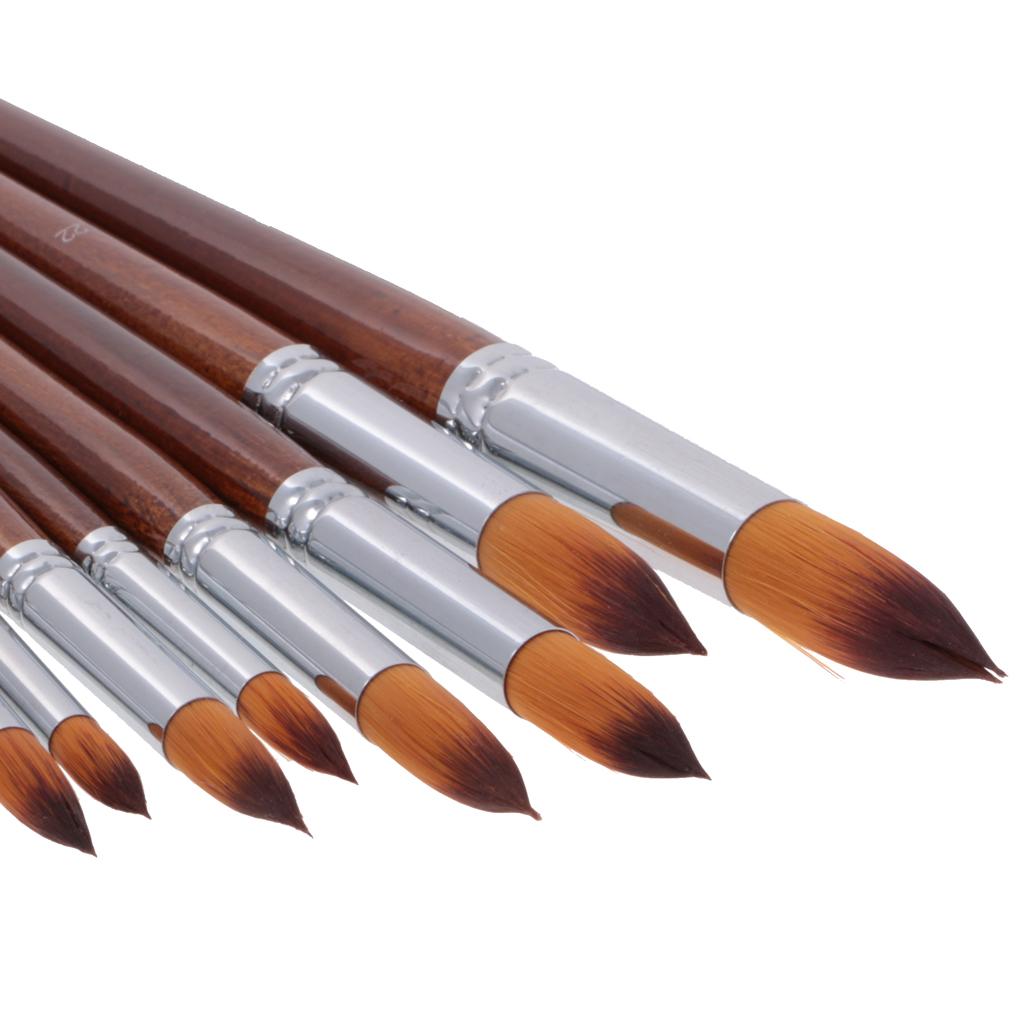 13 Pieces Artists Paint Brushes Set Wooden Handle Nylon Hair