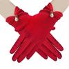 Pearl Decorative White Satin Bridal Gloves Wrist Length Women Silk Gloves  Ladies