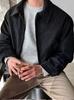 Korean Men's Suede Bomber Jacket: Autumn/Winter, Short, Loose, Thickened, Lapel, Zipper, Hong Kong Style.