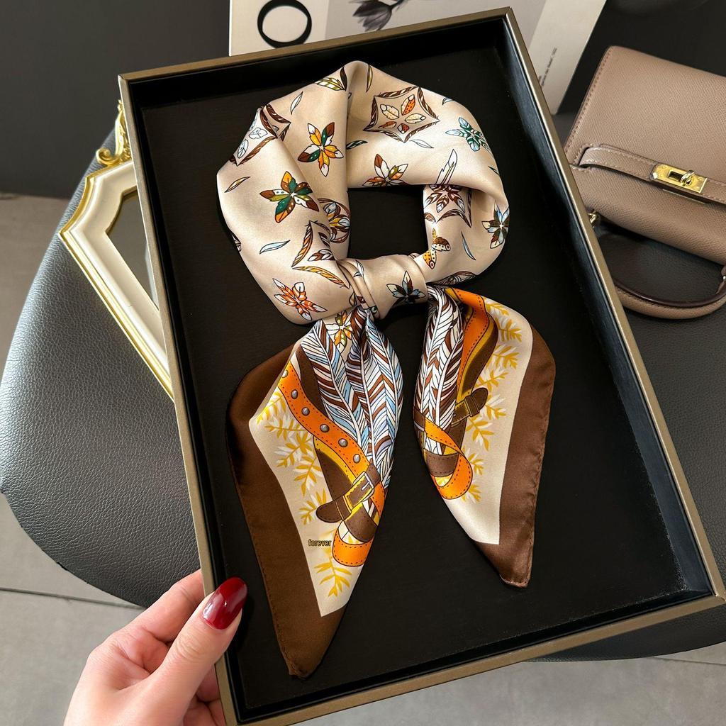 70cm Korean-Style Silk Square Scarf: Fashionable, Versatile Neck Protection and Decorative Accessory
