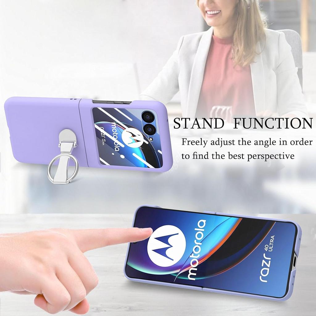 Asuwish Compatible with Motorola Razr Plus 2023 Case and Tempered Glass Screen Protector Back Bumper Metal Ring Holder Stand Kickstand Cell Phone