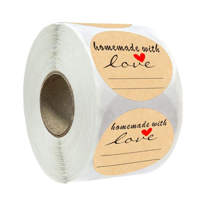 

500Pieces Brown Kraft Sticker with Wreath Designs for Writing Store Owners and Holiday Decorations Round Jar Labels