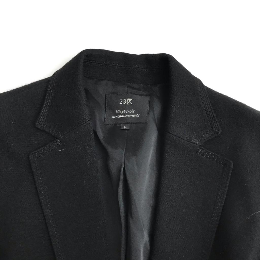 Made In Japan 23KU Wool Tailored Jacket XS Women Black Fully Lined Blazer(USED)