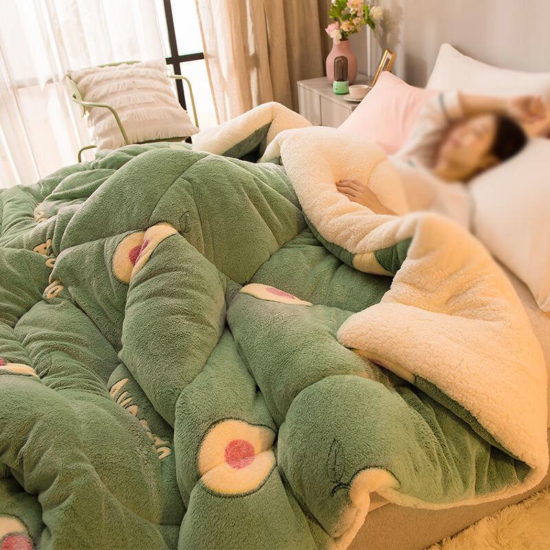 HEIXIE Double-Sided Fleece Thickened Winter Quilt 180x220cm, 7 catties