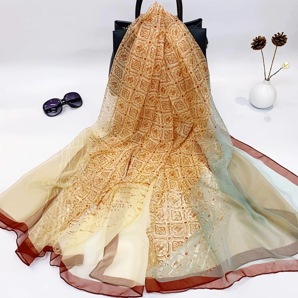 Stoles Wraps Silk Scarf Foulard Female Scarves Wraps Hijab Bandana Women Large-size Beach Shawls Muslim HijabsTravel Sunscreen