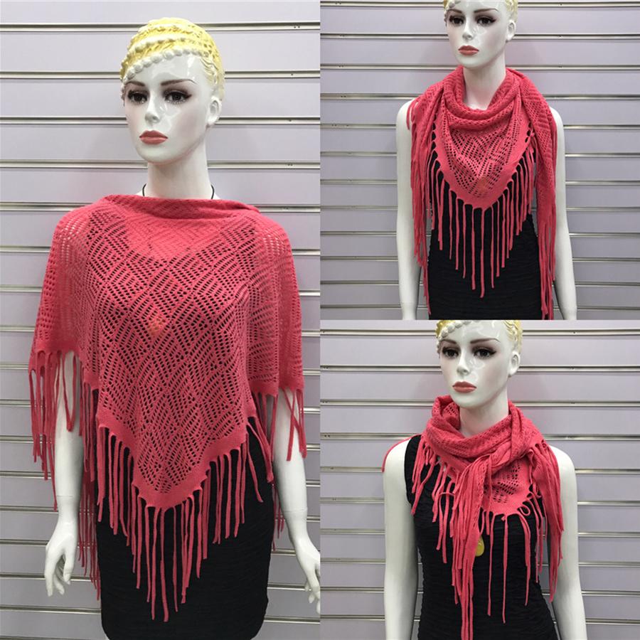 Autumn New Solid Color Triangle Fringe Wool Scarf Knitted Shawl Triangular Scarf Wrap